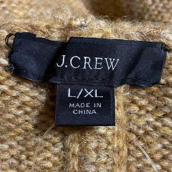 J.Crew Women’s L/XL Wool Blend Turtleneck Poncho Tan NWT Cozy Relaxed Fit - Picture 7 of 11